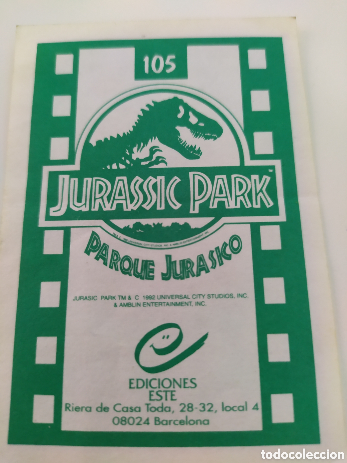 Coleccionismo cromos antiguos: Cromos jurassic park n105
