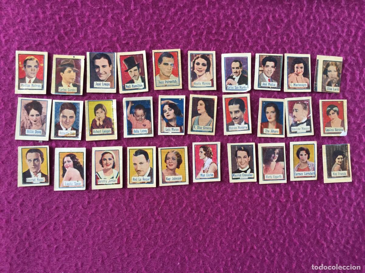 Coleccionismo cromos antiguos: 30 MINI CROMOS DE ARTISTAS DE CINE DE LOS A&Ntilde;OS 30/40 EN COLOR