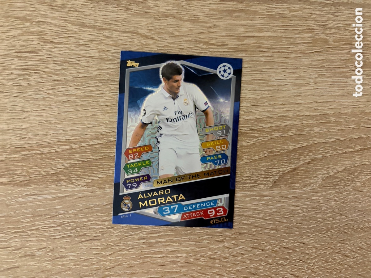 Coleccionismo cromos antiguos: MM1 &Aacute;LVARO MORATA MAN OF THE MATCH TOPPS MATCH ATTAX CHAMPIONS LEAGUE 2016 2017 16 17 REAL MADRID