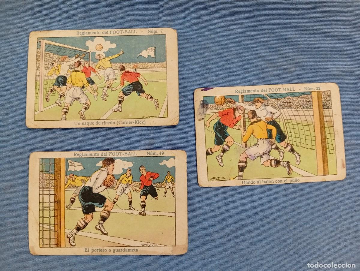 Coleccionismo cromos antiguos: CROMOS CHOCOLATE MUNDIAL REGLAMENTO DEL FOOT-BALL N&ordm;7,19,22, FABRICA CHOCOLATES BARCELONA
