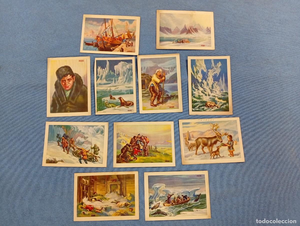 Coleccionismo cromos antiguos: 11 CROMOS CHOCOLATE E.JUNCOSA PA&Ntilde;ELLA LA CONQUISTA DEL POLO NORTE, FABRICA CHOCOLATES BARCELONA