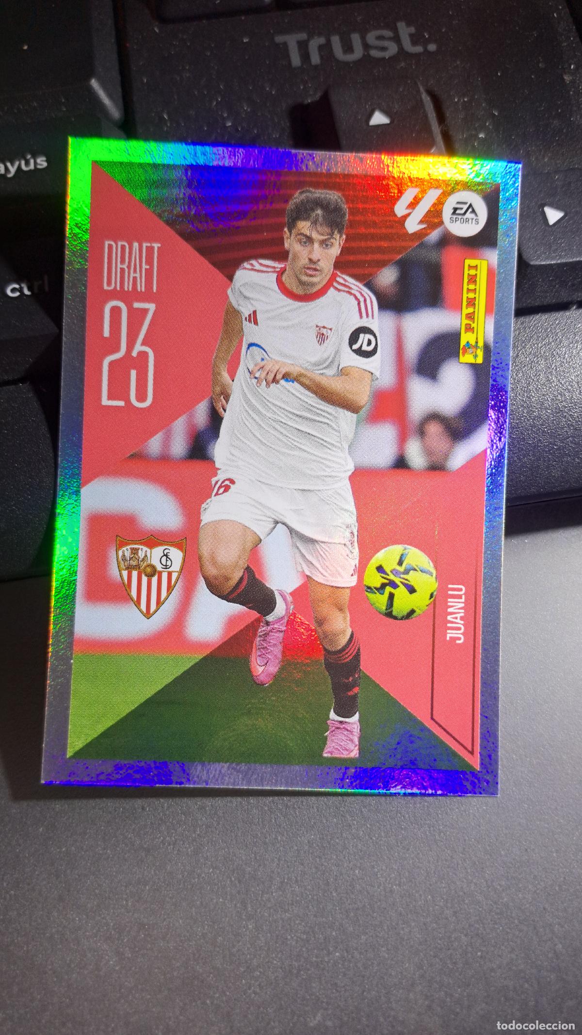 Coleccionismo cromos antiguos: CROMO JUANLU 14 DRAFT 23 14 SEVILLA LIGA 2026 2027 26 27 ESTE PANINI NUNCA PEGADO