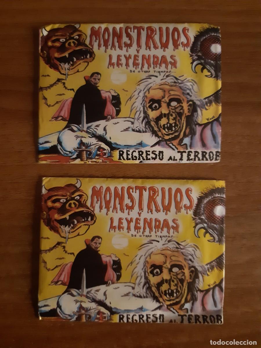 Coleccionismo cromos antiguos: LOTE DE 2 SOBRES SIN ABRIR MONSTRUOS Y LEYENDAS REGRESO AL TERROR A&Ntilde;OS 80/90.