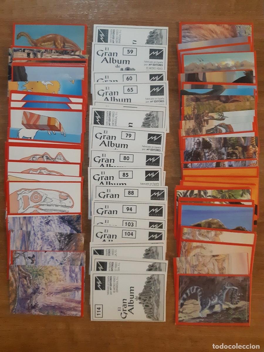 Coleccionismo cromos antiguos: LOTE 82 CROMOS DIFERENTES EL GRAN &Aacute;LBUM DE LOS DINOSAURIOS MV EDITORES 1993. NUNCA PEGADOS,SIN PEGAR