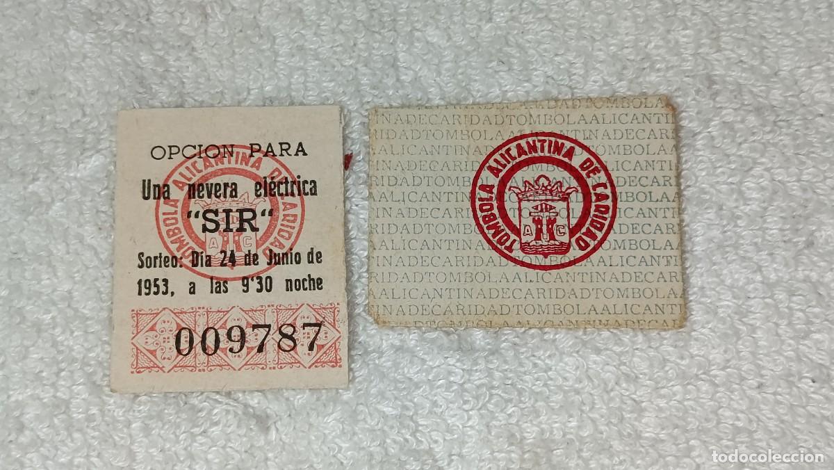 Coleccionismo cromos antiguos: ANTIGUO CROMO BOLETO EN SU SOBRE TOMBOLA ALICANTINA DE CARIDAD ALBUM ESTAMPAS DE ESPA&Ntilde;A A&Ntilde;O 1953