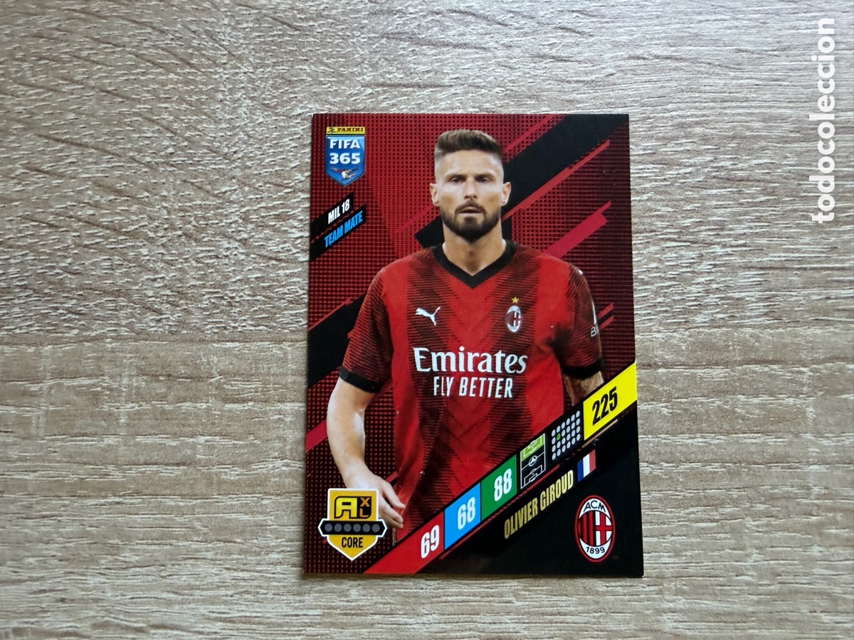 Coleccionismo cromos antiguos: 225 OLIVIER GIROUD TEAM MATE MIL18 AC MILAN PANINI FIFA 365 2024 ADRENALYN XL