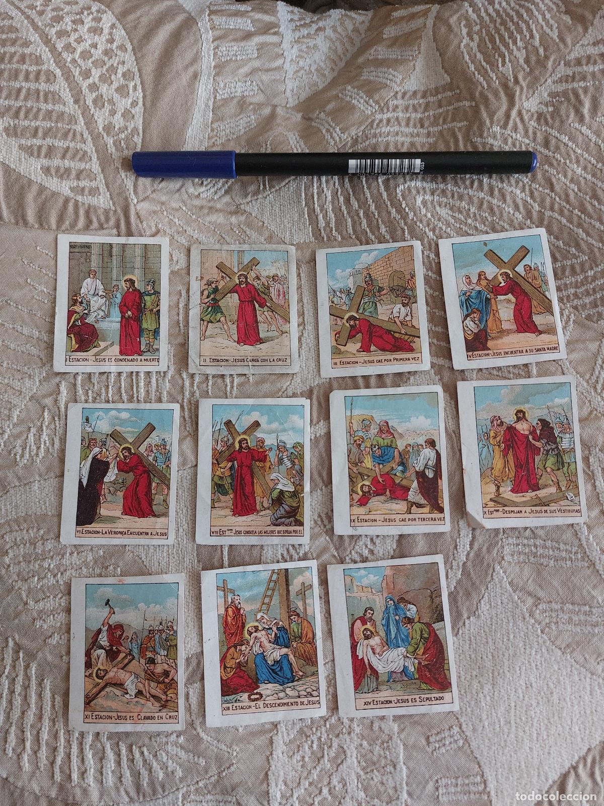 Coleccionismo cromos antiguos: 11 ESTACIONES DEL VIA CRUCIS DE JESUS