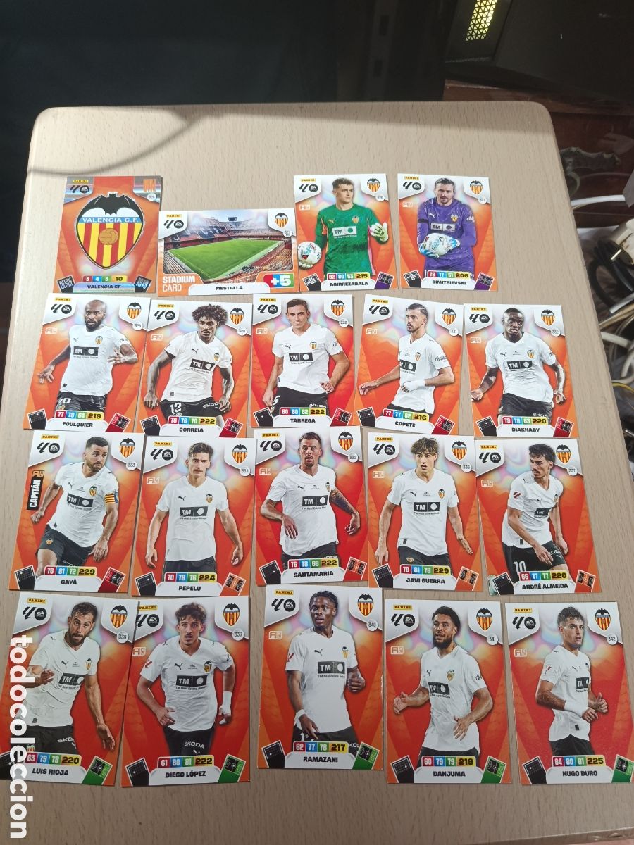 Coleccionismo cromos antiguos: VALENCIA LOTE 19 CROMOS EQUIPO COMPLETO LIGA ADRENALYN 25 26 2025 2026 PANINI