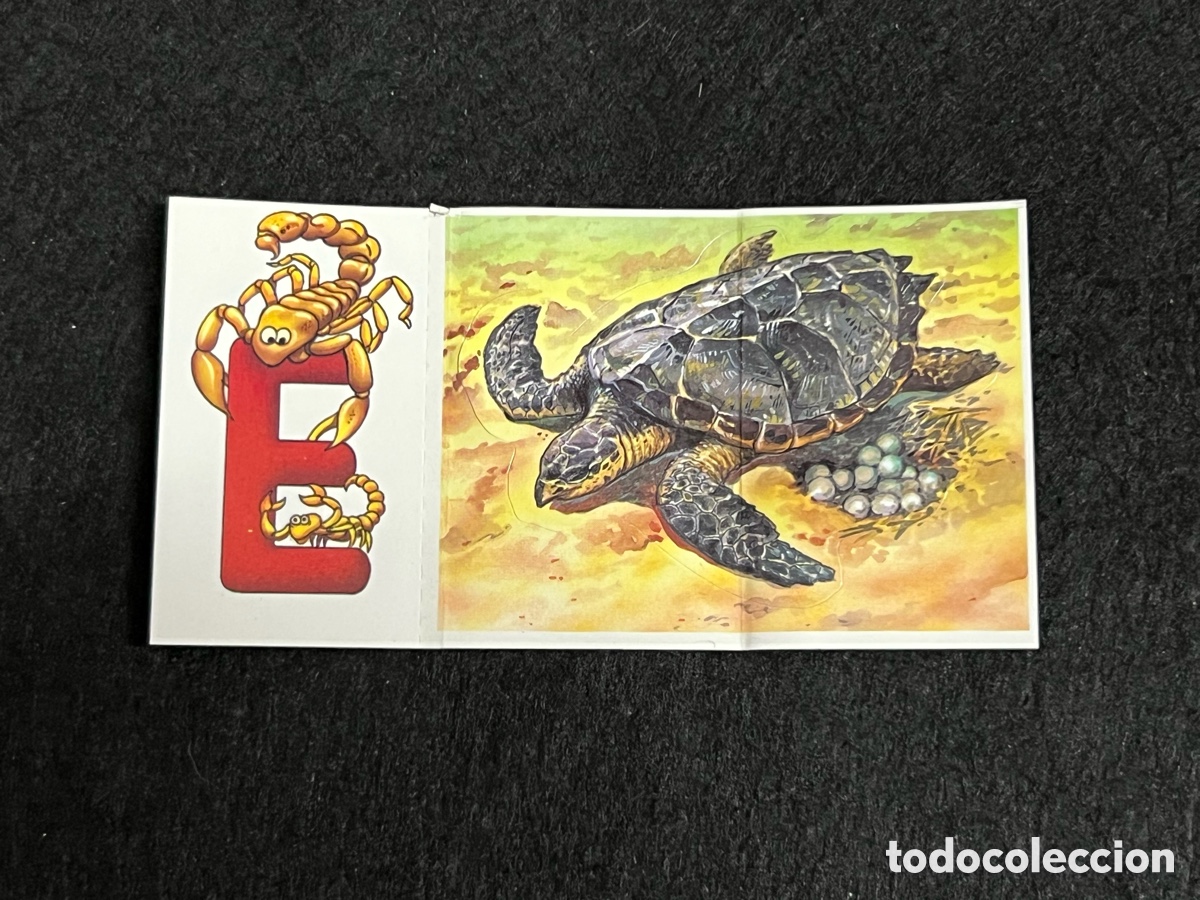 Coleccionismo cromos antiguos: CROMO BOLLYCAO FAUNA EN PELIGRO TORTUGA CAREY 25 ANIMALETRAS LETRA E