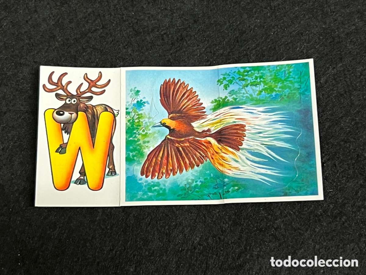 Coleccionismo cromos antiguos: CROMO BOLLYCAO FAUNA EN PELIGRO AVE DEL PARAISO 16 ANIMALETRAS LETRA W WAPITI.