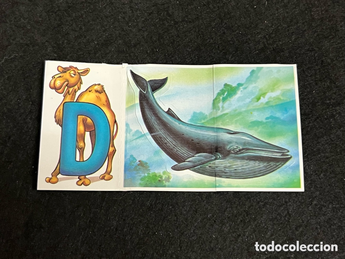 Coleccionismo cromos antiguos: CROMO BOLLYCAO FAUNA EN PELIGRO BALLENA AZUL 32 ANIMALETRAS LETRA D DROMEDARIO.
