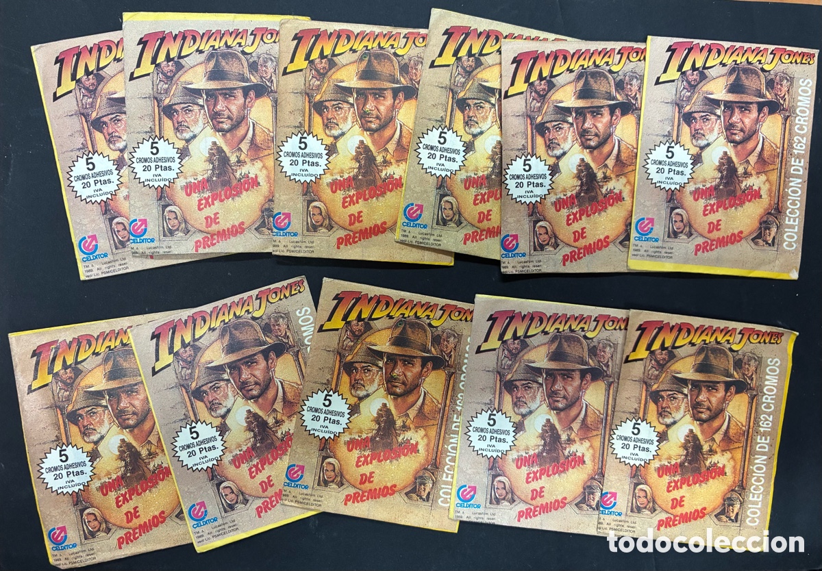 Coleccionismo cromos antiguos: LOTE 11 SOBRES CROMOS SIN ABRIR INDIANA JONES ALBUM EDITORIAL CELDITOR 1989