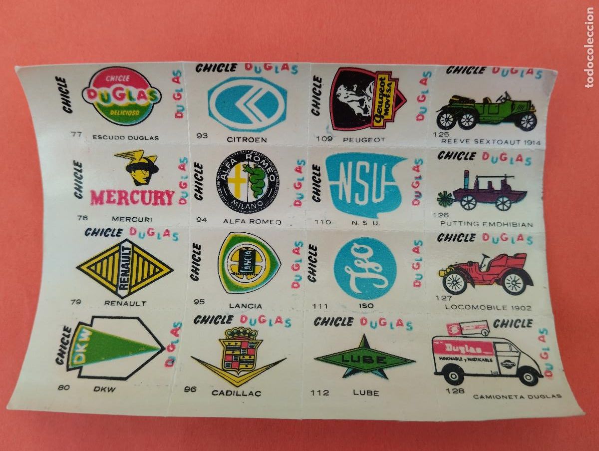 Coleccionismo cromos antiguos: CHICLE DUGLAS CHICLES DOUGLAS CROMOS CALCOMANIAS AUTOMOVILES COCHES A&Ntilde;OS 1950&rsquo;s 1960&rsquo;s