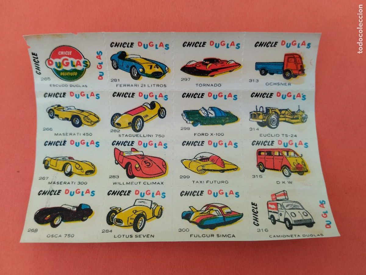 Coleccionismo cromos antiguos: CHICLE DUGLAS CHICLES DOUGLAS CROMOS CALCOMANIAS AUTOMOVILES COCHES A&Ntilde;OS 1950&rsquo;s 1960&rsquo;s