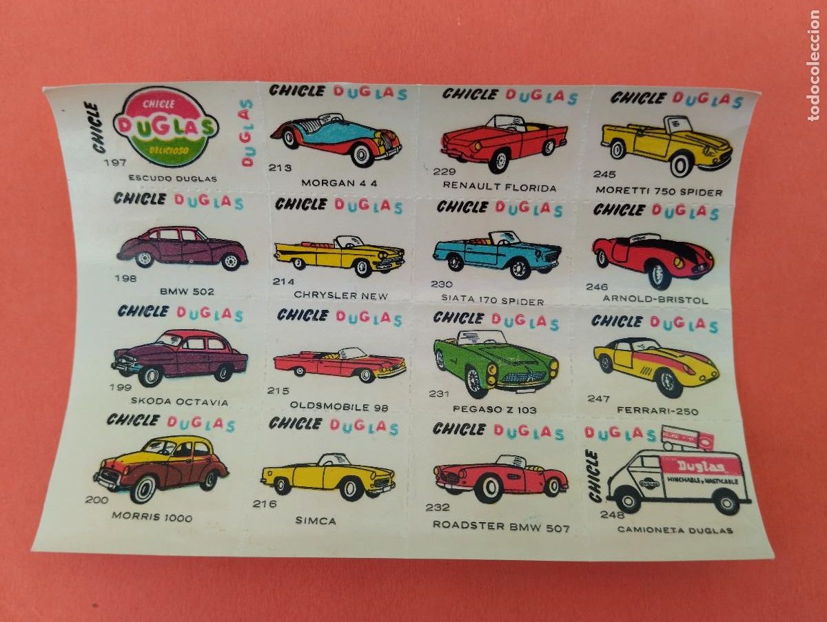 Coleccionismo cromos antiguos: CHICLE DUGLAS CHICLES DOUGLAS CROMOS CALCOMANIAS AUTOMOVILES COCHES A&Ntilde;OS 1950&rsquo;s 1960&rsquo;s