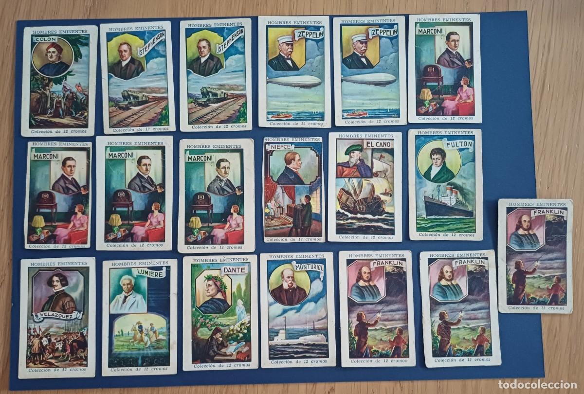 Coleccionismo cromos antiguos: 19 cromos antiguos hombres eminentes, sin publicidad y chocolates San Luis, Motril