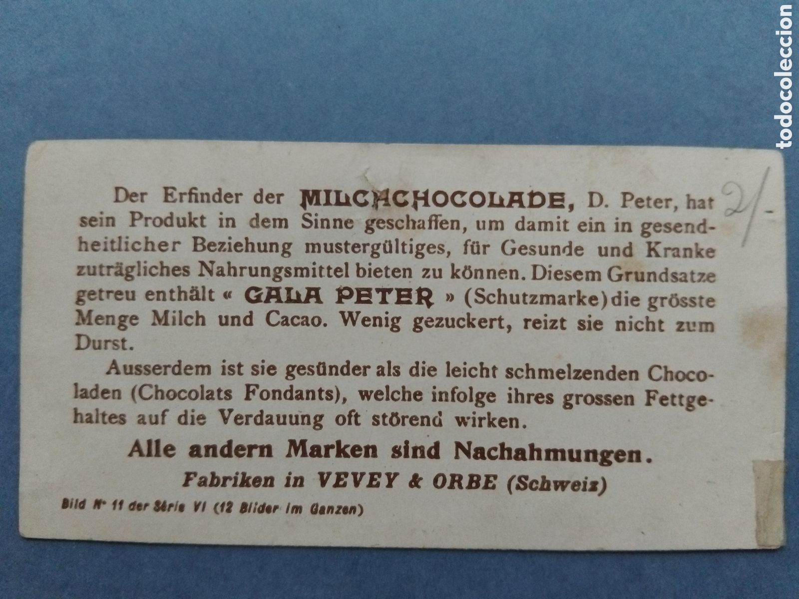 Coleccionismo cromos antiguos: Cromo propaganda chocolates Gala Peter - Foto 2