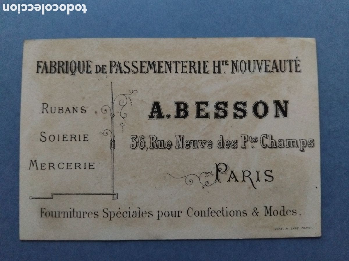 Coleccionismo cromos antiguos: Cromo propaganda A. Besson - Foto 2