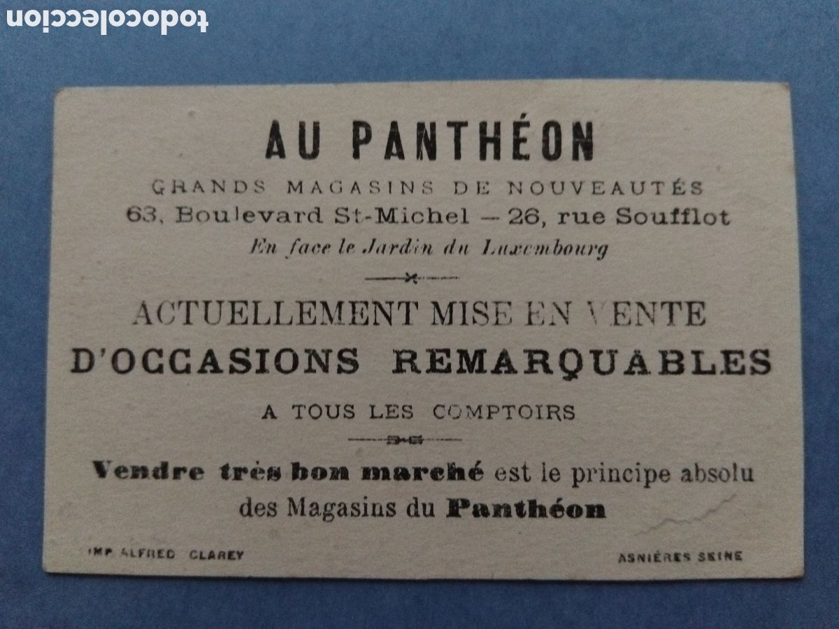 Coleccionismo cromos antiguos: Cromo propaganda Au Panth&eacute;on - Foto 2