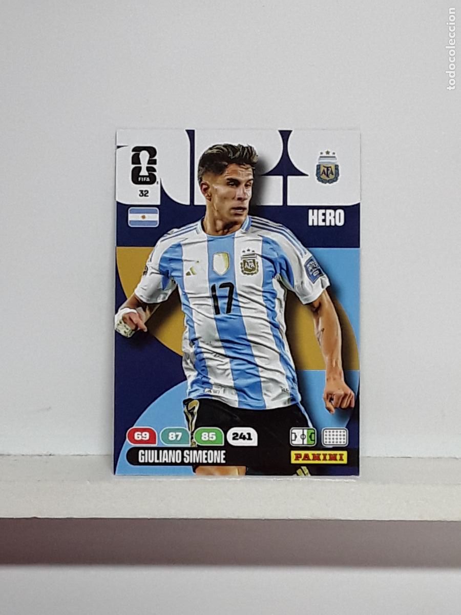 Coleccionismo cromos antiguos: ADRENALYN MUNDIAL 2026 WORLD CUP 26 ALBUM PANINI N 32 ARGENTINA GIULIANO SIMEONE