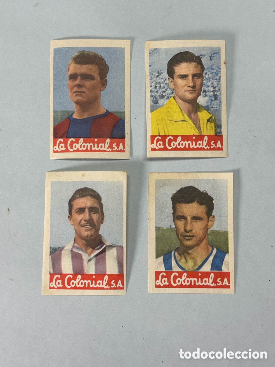 Coleccionismo cromos antiguos: LOTE 4 CROMOS F&Uacute;TBOL LA COLONIAL &ndash; EDICIONES DEPORTIVAS &ndash; 1954/55