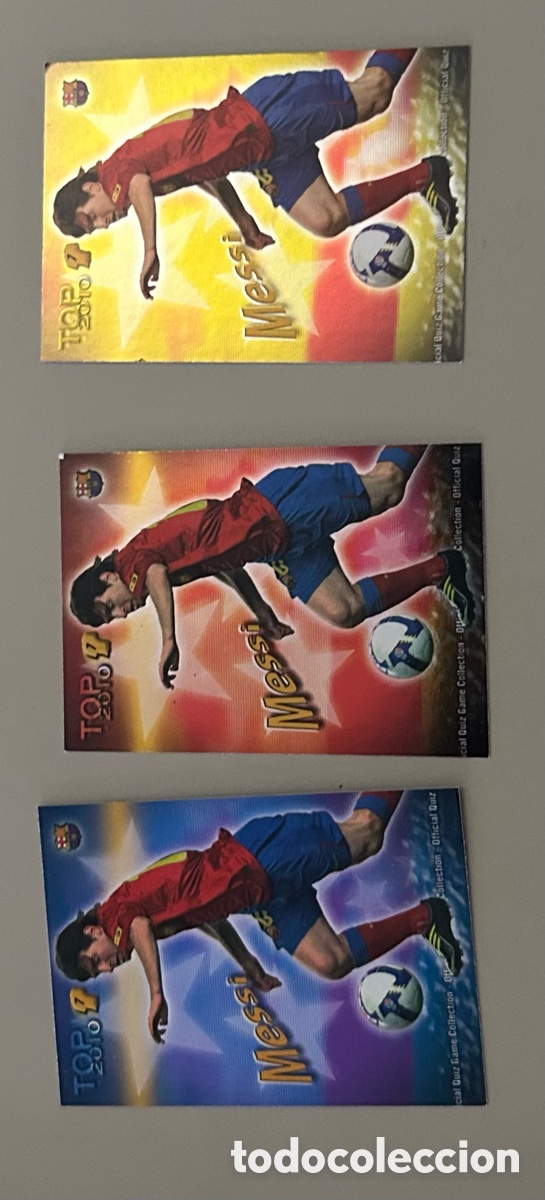 Coleccionismo cromos antiguos: Messi top brillo dorado, rojo y azul n&deg; 595 Barcelona Mundicromo las fichas de la liga 2009-2010