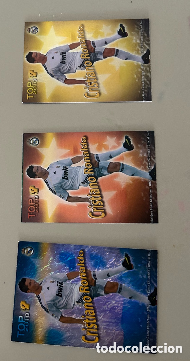 Collectionnisme Cartes &agrave; collectionner anciennes: 596 CRISTIANO RONALDO TOP :DORADO, ROJOAZUL , BRILLO LISO MUNDICROMO QUIZ GAME 2009-2010
