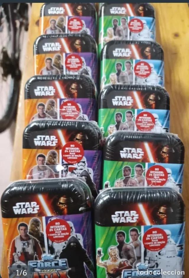 Coleccionismo cromos antiguos: 12 cajas met&aacute;licas Star Wars Force Attax precintadas Ed Portugal