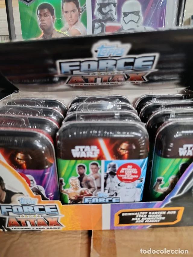 Coleccionismo cromos antiguos: 12 cajas met&aacute;licas Star Wars Force Attax precintadas Ed Portugal