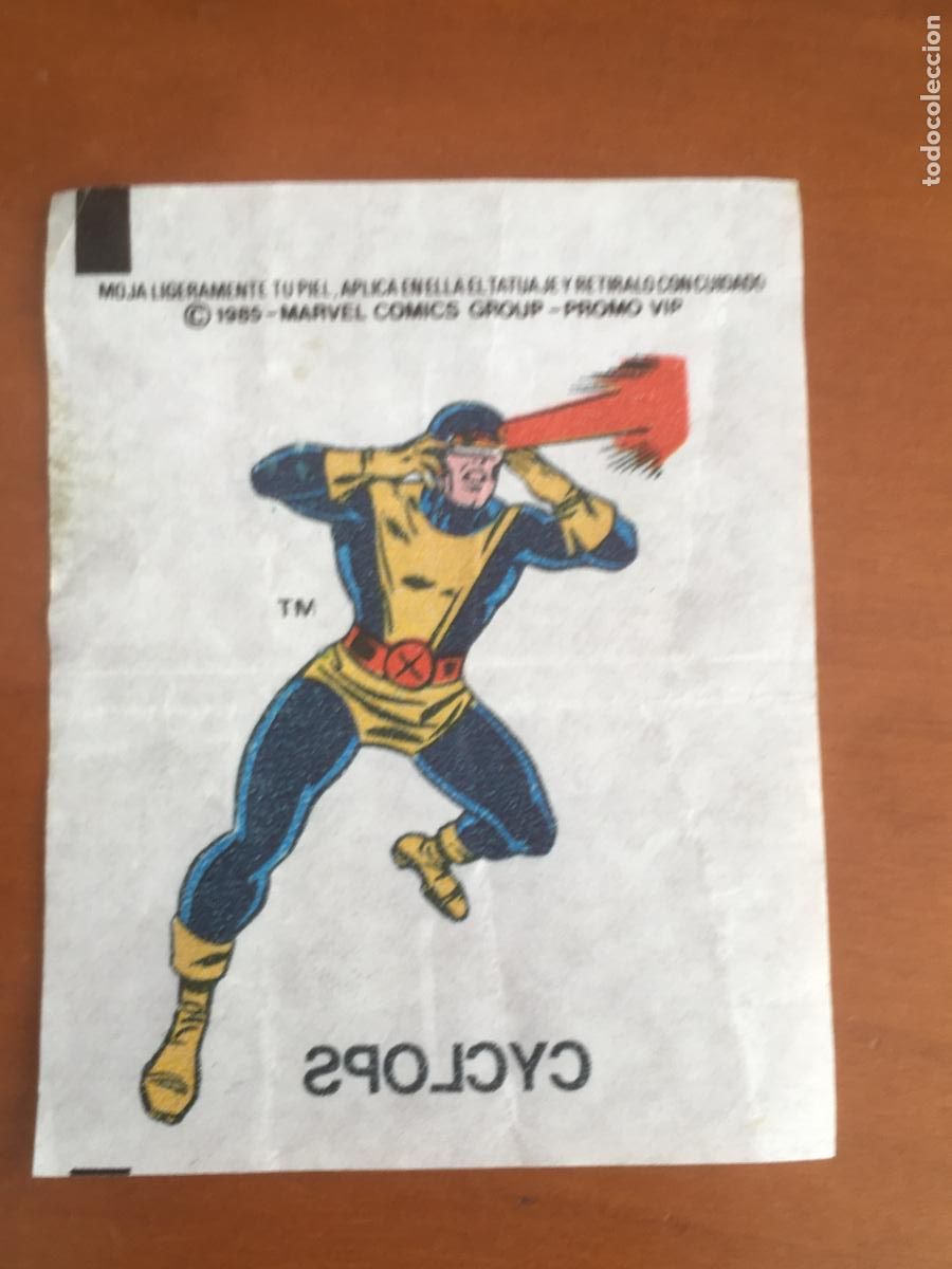 Coleccionismo cromos antiguos: chicle marvel cyclops tatuaje cromo original nunca pegado