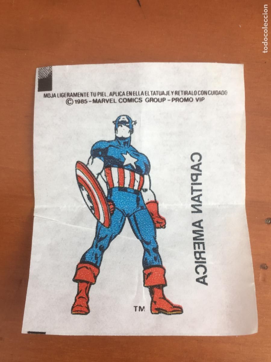 Coleccionismo cromos antiguos: chicle marvel capitan america tatuaje cromo original nunca pegado
