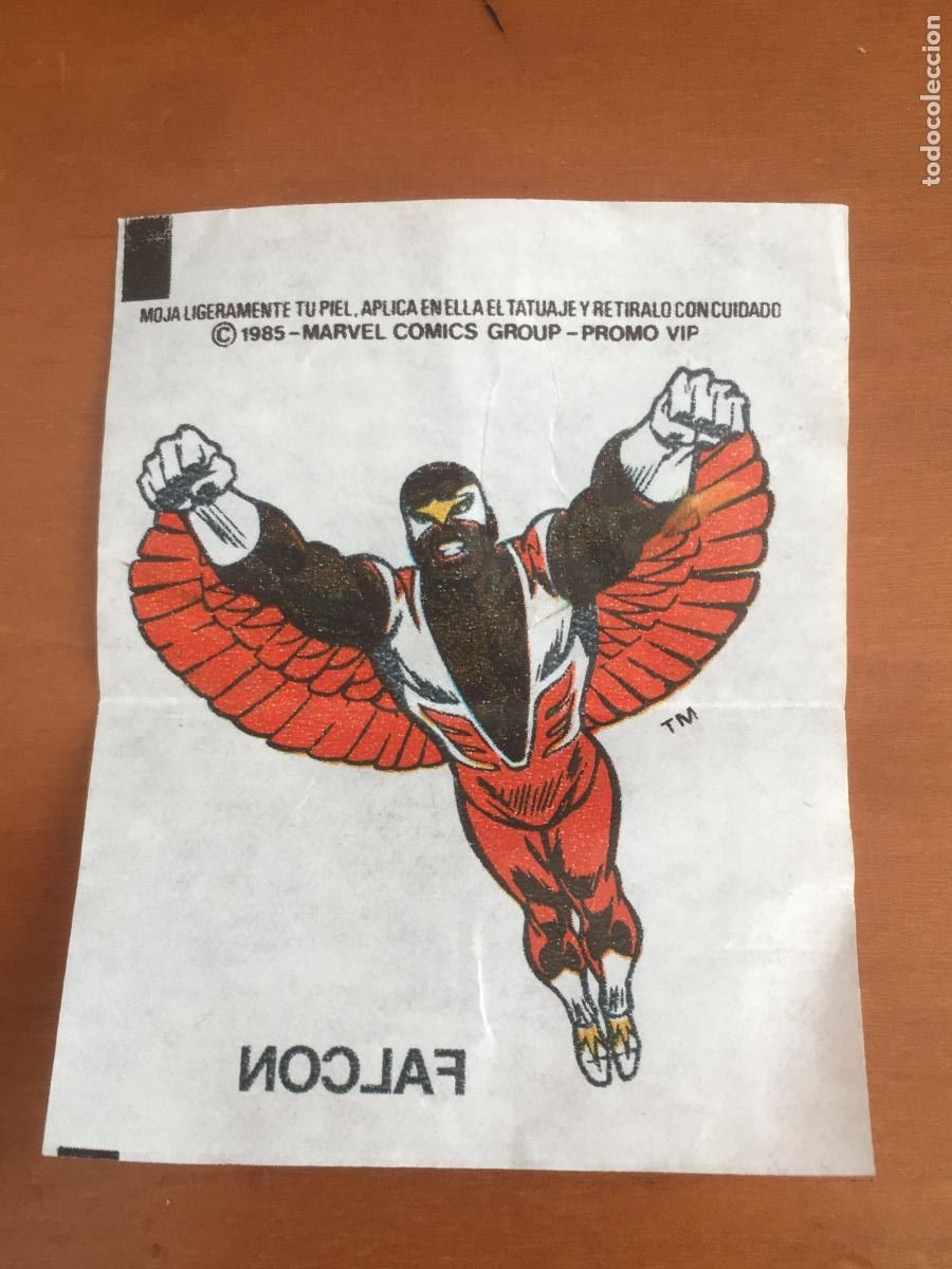 Coleccionismo cromos antiguos: chicle marvel falcon tatuaje cromo original nunca pegado