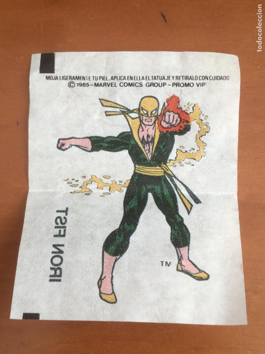 Coleccionismo cromos antiguos: chicle marvel iron fist tatuaje cromo original nunca pegado