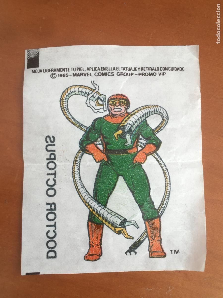 Coleccionismo cromos antiguos: chicle marvel doctor octopus tatuaje cromo original nunca pegado