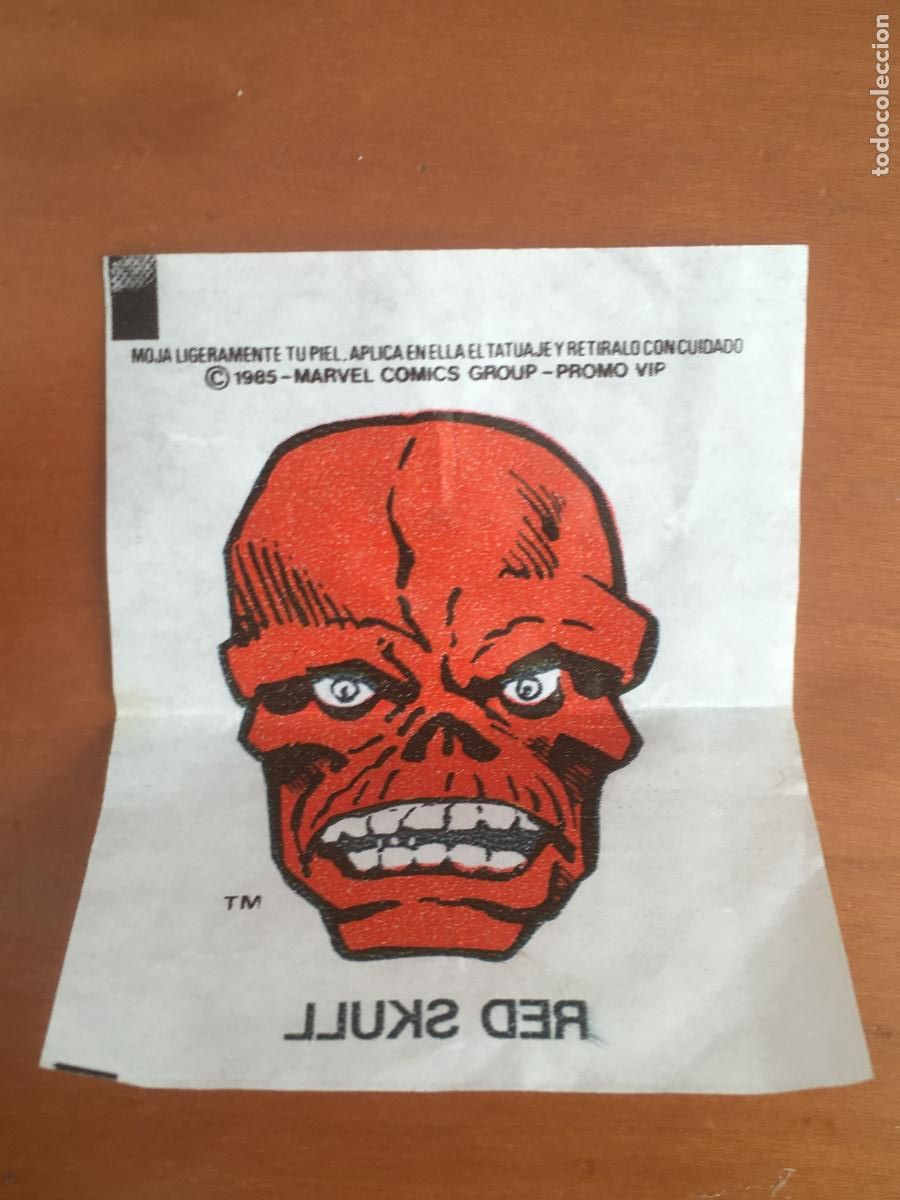 Coleccionismo cromos antiguos: chicle marvel red skull tatuaje cromo original nunca pegado
