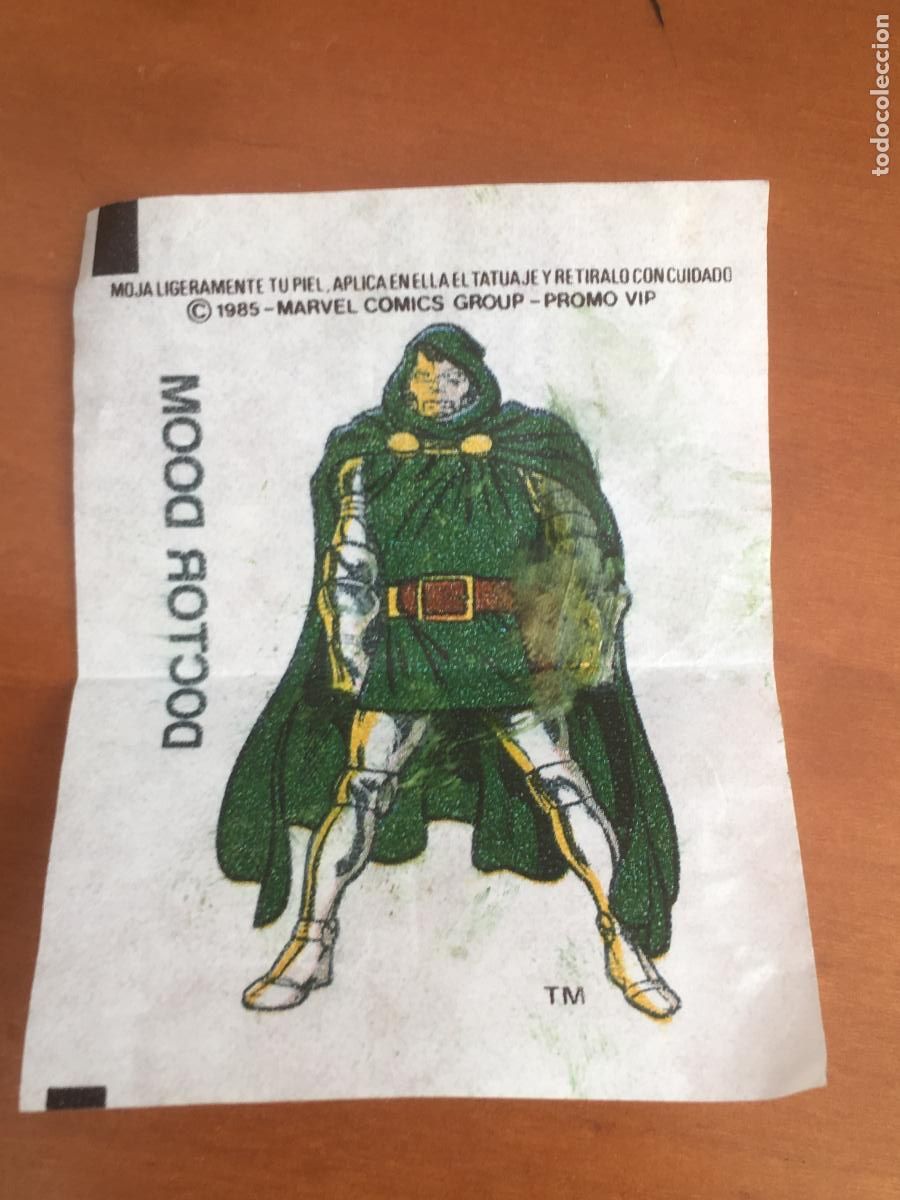 Coleccionismo cromos antiguos: chicle marvel doctor doom tatuaje cromo original nunca pegado