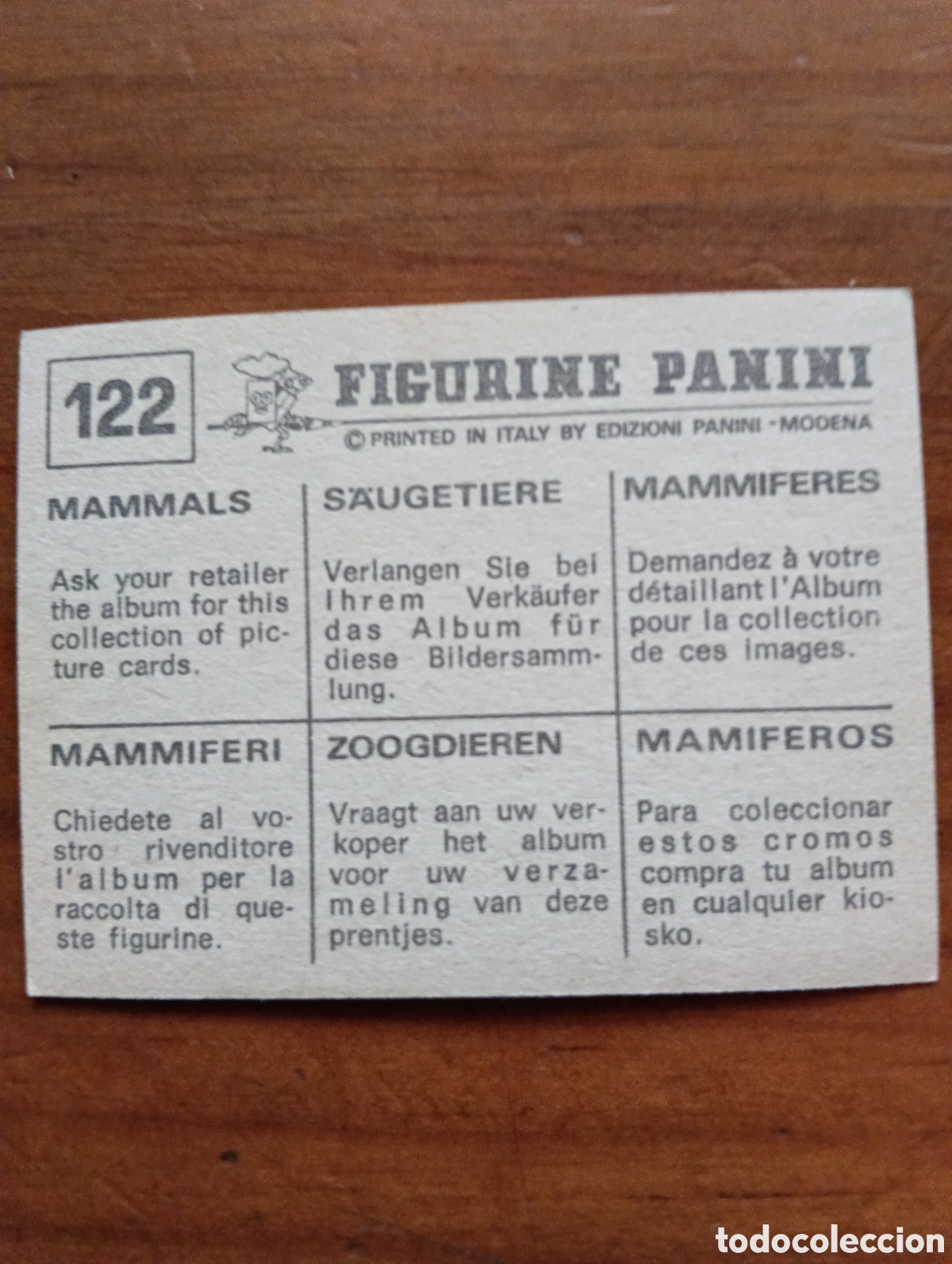 Coleccionismo cromos antiguos: Cromo 122 Panini Mam&iacute;feros - Foto 2