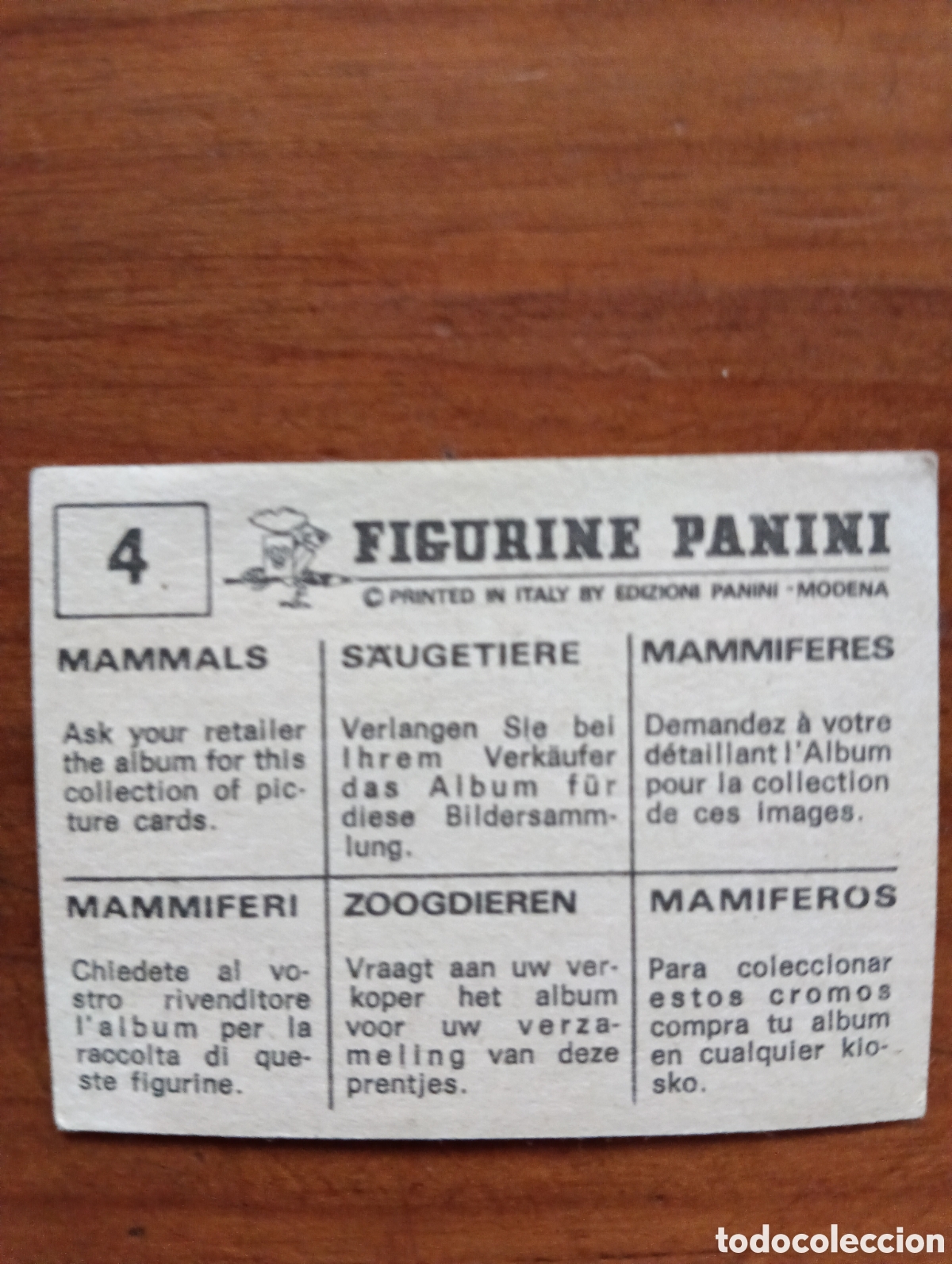 Coleccionismo cromos antiguos: Cromo Panini Mam&iacute;feros 4 - Foto 2
