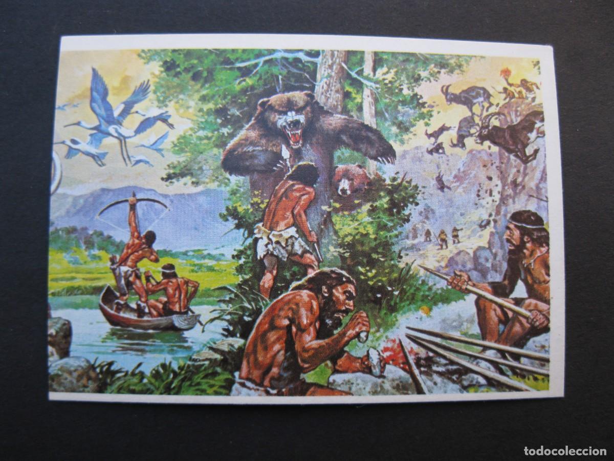Coleccionismo cromos antiguos: T&Eacute;CNICA Y ACCI&Oacute;N - CROMO N&ordm; 193 - LA CAZA EN LA PREHISTORIA - EDICIONES ESTE - NUNCA PEGADO.