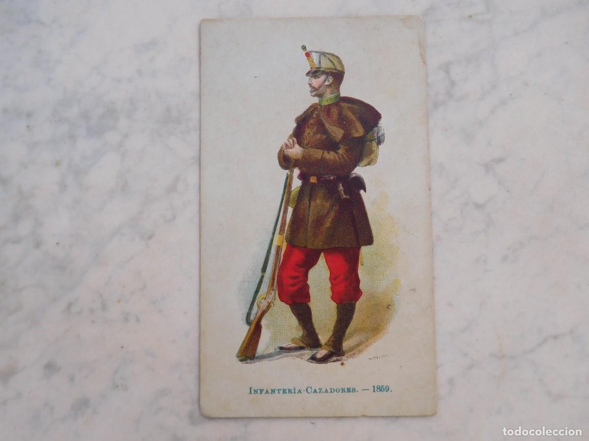 Coleccionismo cromos antiguos: Cromo chocolate Jaime Boix. Uniformes. Infanter&iacute;a cazadores 1859