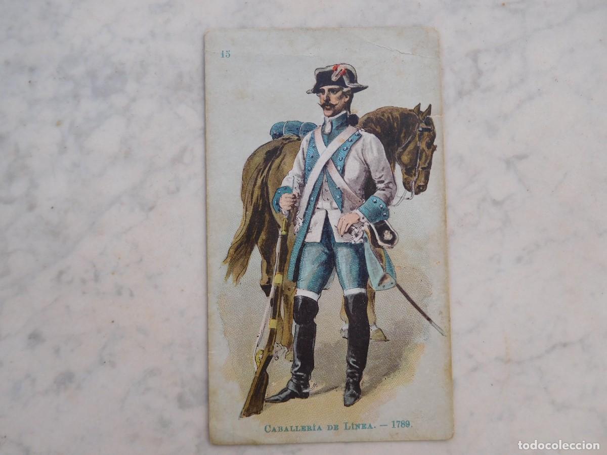Coleccionismo cromos antiguos: Cromo chocolate Jaime Boix. Uniformes. Caballer&iacute;a de linea 1789