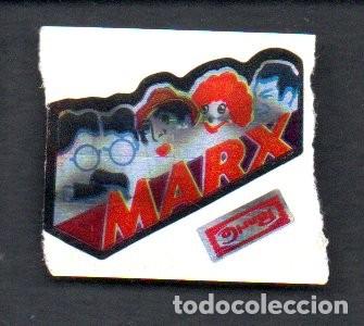 Coleccionismo cromos antiguos: ANTIGUO CROMO TROQUELADO ADHESIVO HOLOGRAFICO PANRICO - MARX (NEGRO) -. EDICIONES TREBOL. SIN PEGAR.