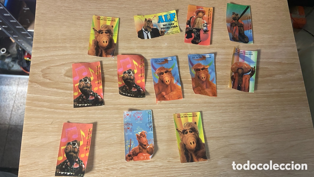 Coleccionismo cromos antiguos: Lote de 12 cromos adhesivos/pegatinas originales de ALF a&ntilde;os 80