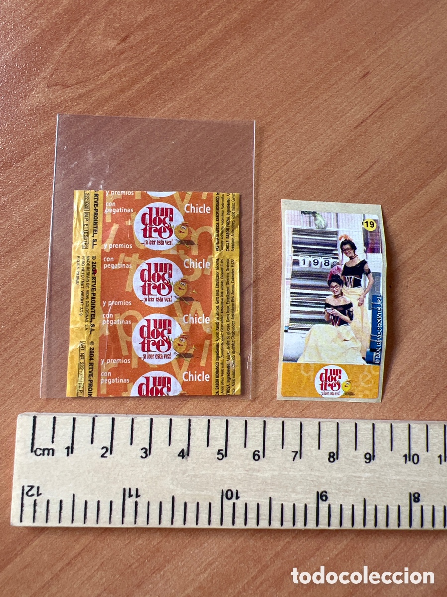 Coleccionismo cromos antiguos: Envoltorio y cromo de chicle Vidal programa tv Un Dos Tres