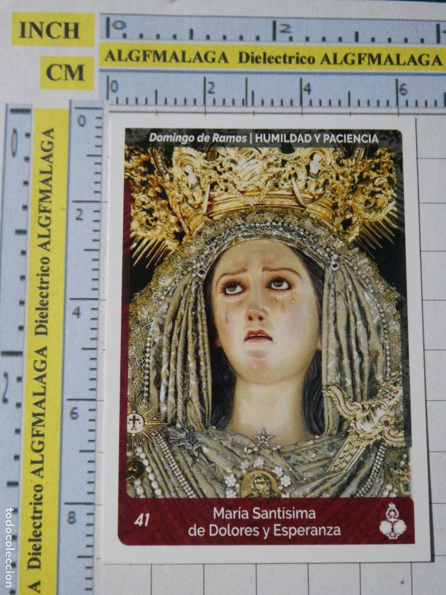Coleccionismo cromos antiguos: CROMO TARJETA HOLY CARDS SEMANA SANTA M&Aacute;LAGA. 41 HUMILDAD Y PACIENCIA MAR&Iacute;A SANT&Iacute;SIMA DE DOLORES