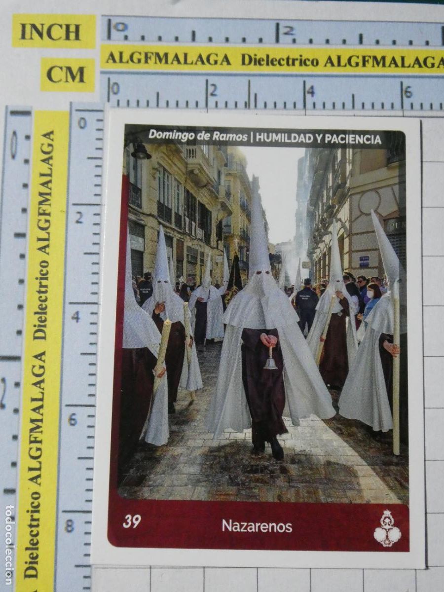 Coleccionismo cromos antiguos: CROMO TARJETA HOLY CARDS SEMANA SANTA M&Aacute;LAGA. 39 HUMILDAD Y PACIENCIA NAZARENOS