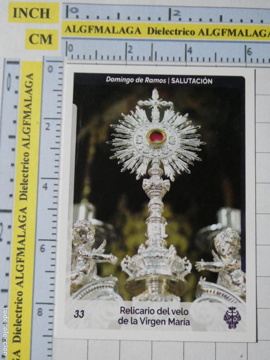 Coleccionismo cromos antiguos: CROMO TARJETA HOLY CARDS SEMANA SANTA M&Aacute;LAGA. 33 SALUTACI&Oacute;N RELICARIO DEL VELO DE LA VIRGEN MAR&Iacute;A