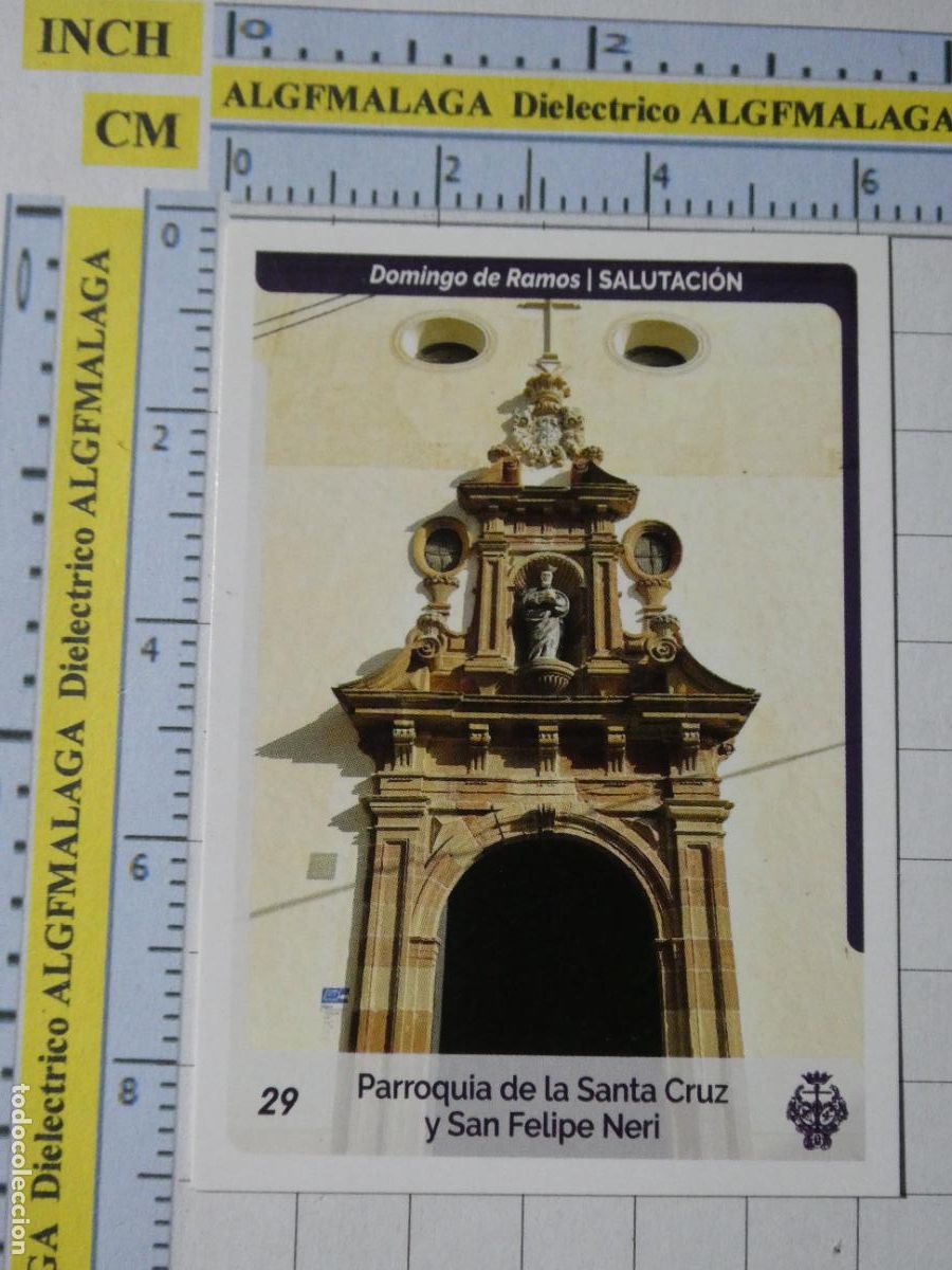 Coleccionismo cromos antiguos: CROMO TARJETA HOLY CARDS SEMANA SANTA M&Aacute;LAGA. 29 SALUTACI&Oacute;N PARROQUIA DE LA SANTA CRUZ Y SAN FELIPE