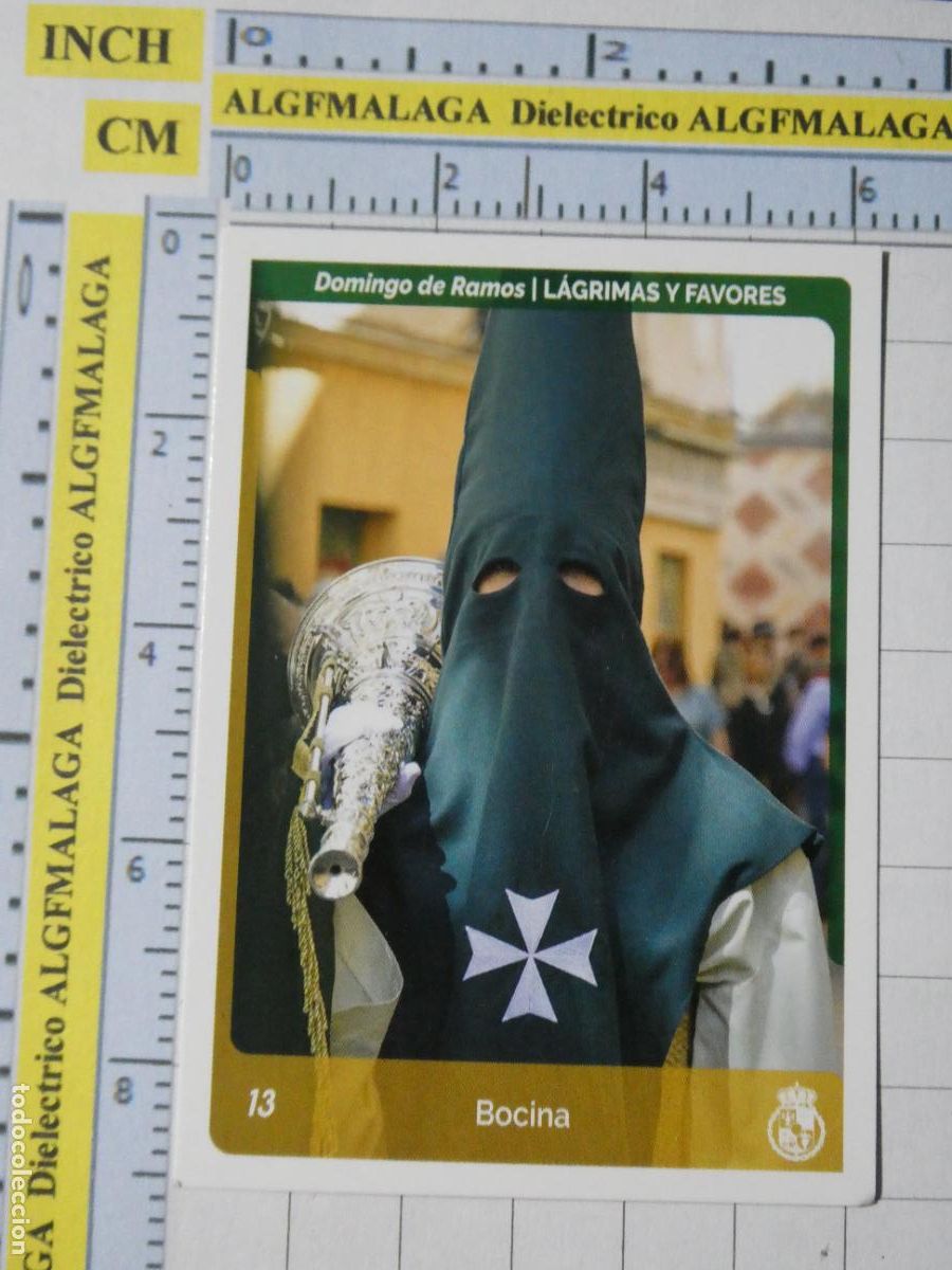 Coleccionismo cromos antiguos: CROMO TARJETA HOLY CARDS SEMANA SANTA M&Aacute;LAGA. 13 L&Aacute;GRIMAS Y FAVORES NAZARENO BOCINA