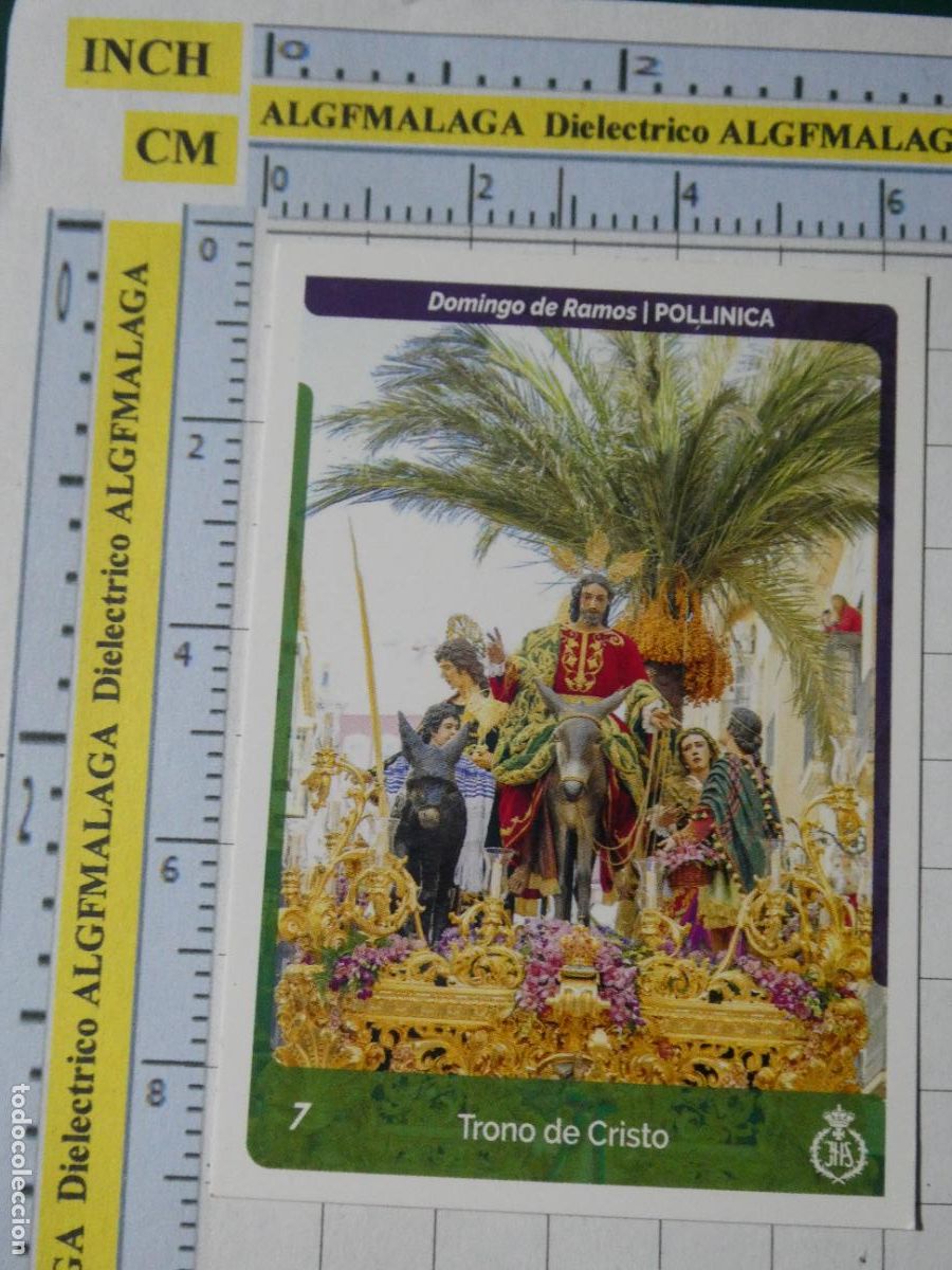 Coleccionismo cromos antiguos: CROMO TARJETA HOLY CARDS SEMANA SANTA M&Aacute;LAGA. 7 POLLINICA TRONO DE CRISTO